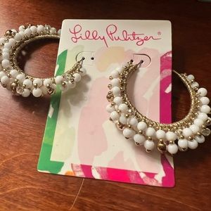 LILLY PULITZER RESORT WHITE HOOP EARRINGS